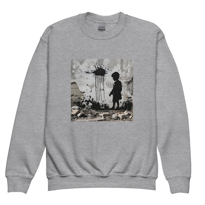 Youth crewneck sweatshirt - Palestine Wall, Sport Grey