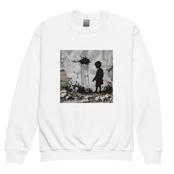 Youth crewneck sweatshirt - Palestine Wall, White