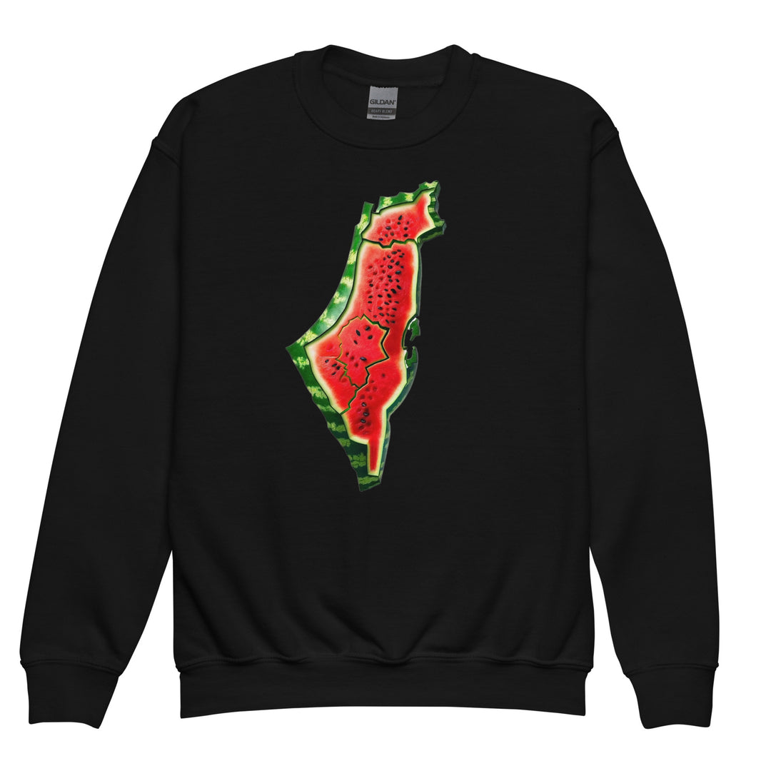 Youth crewneck sweatshirt - Palestine Watermelon, Black