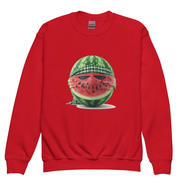 Youth crewneck sweatshirt - Palestine Watermelon Fighter, Red