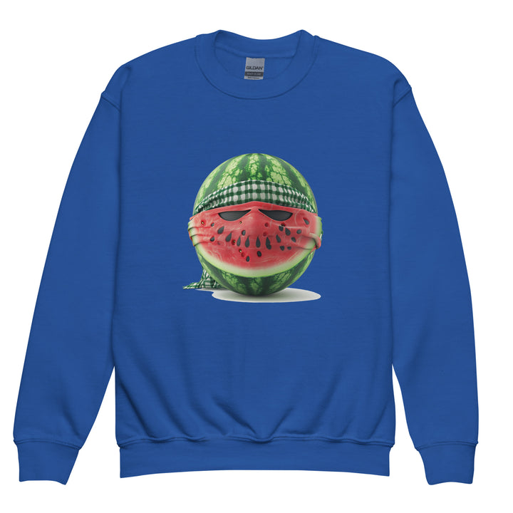 Youth crewneck sweatshirt - Palestine Watermelon Fighter, Royal