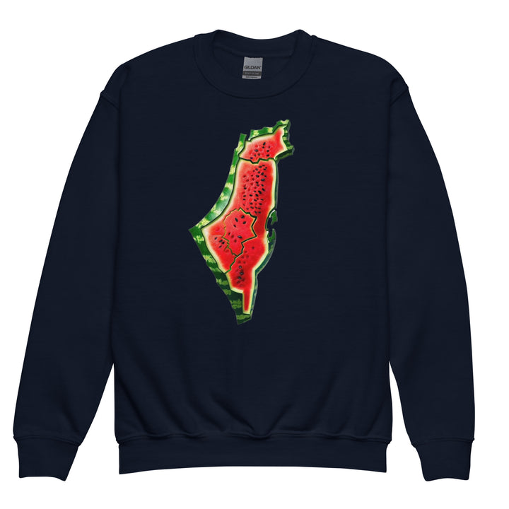 Youth crewneck sweatshirt - Palestine Watermelon, Navy
