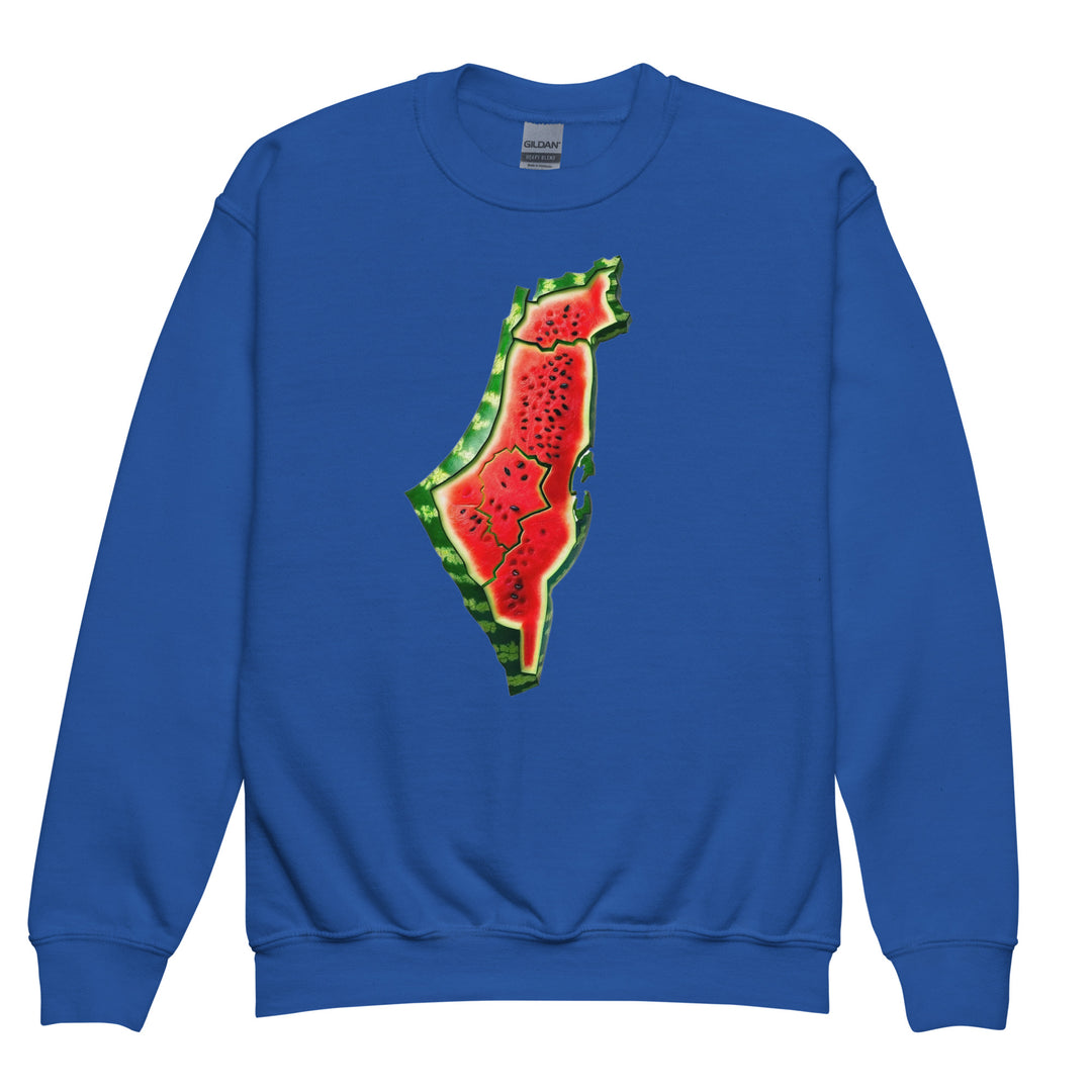 Youth crewneck sweatshirt - Palestine Watermelon, Royal