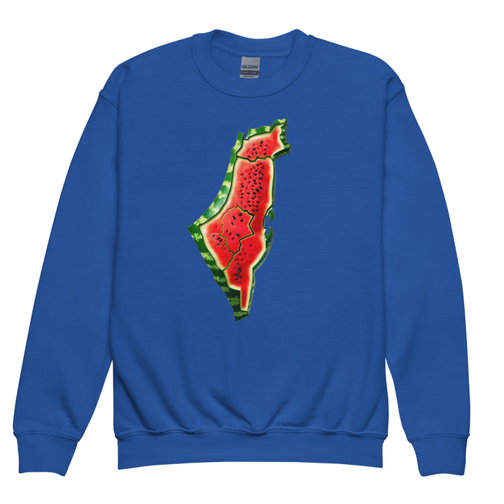 Youth crewneck sweatshirt - Palestine Watermelon, Royal