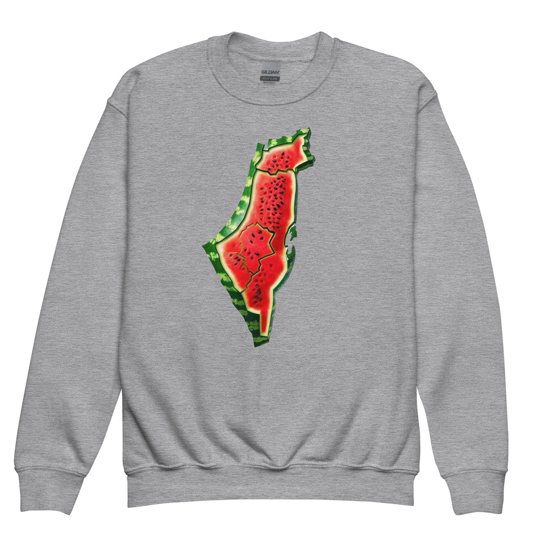 Youth crewneck sweatshirt - Palestine Watermelon, Sport Grey