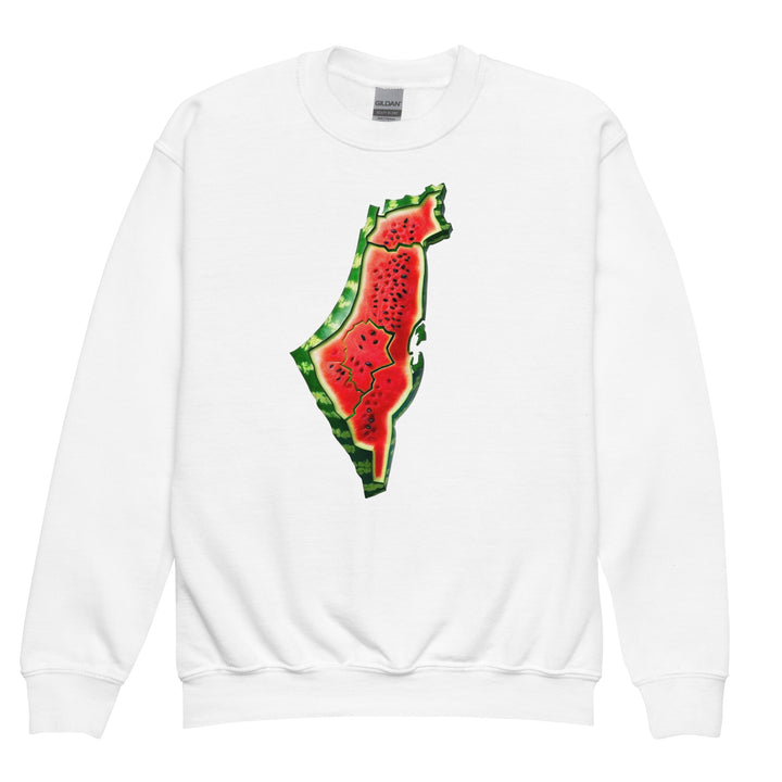 Youth crewneck sweatshirt - Palestine Watermelon, White