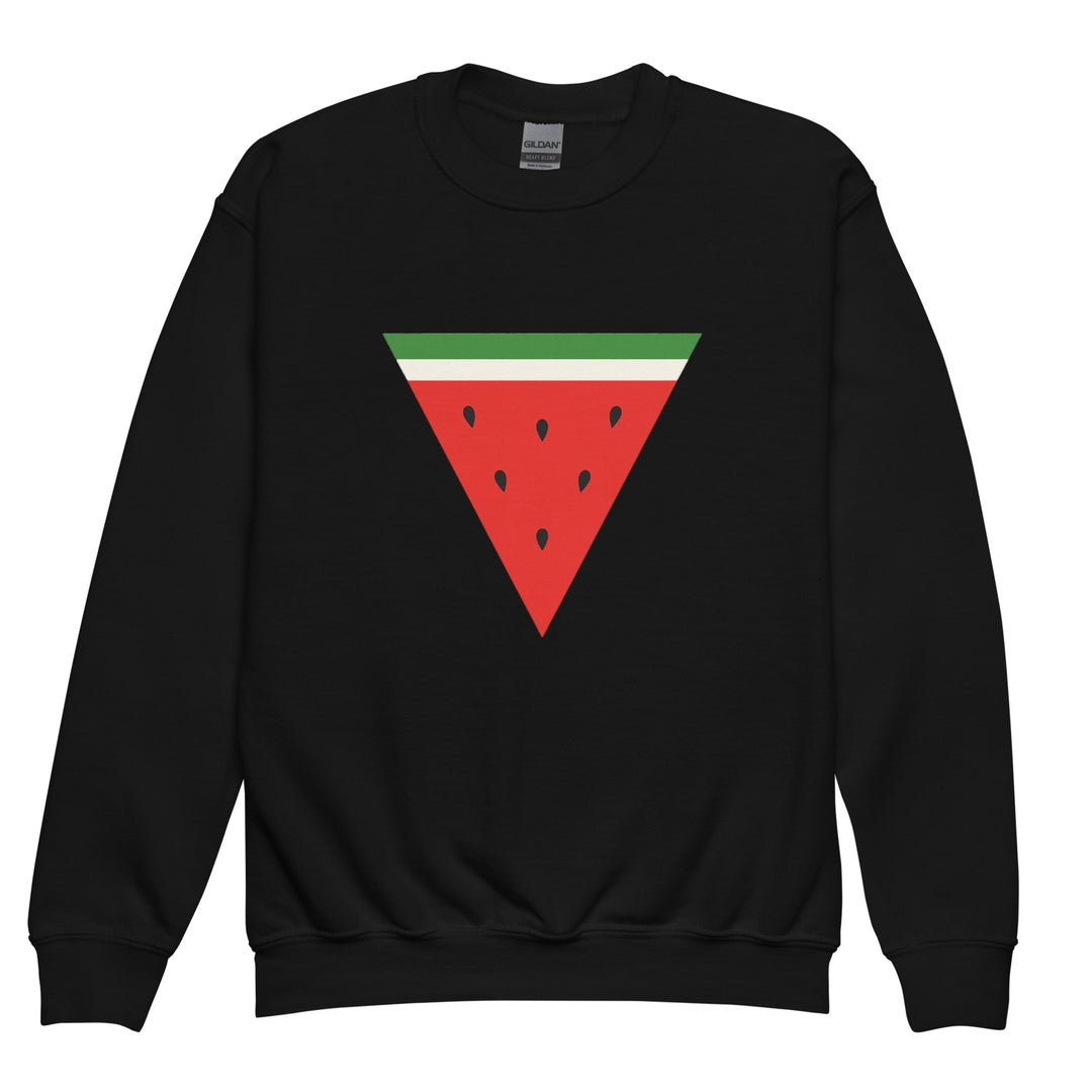 Youth crewneck sweatshirt - Triangle Watermelon, Black