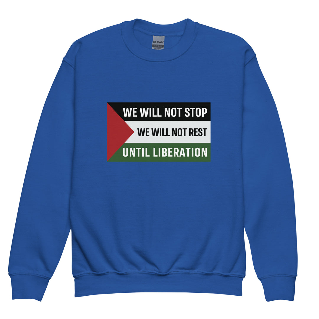 Youth Crewneck Sweatshirt - We Will Not Stop, Royal