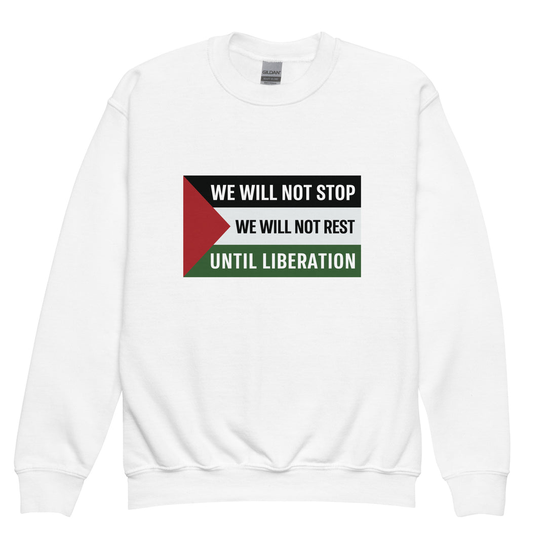 Youth Crewneck Sweatshirt - We Will Not Stop, White