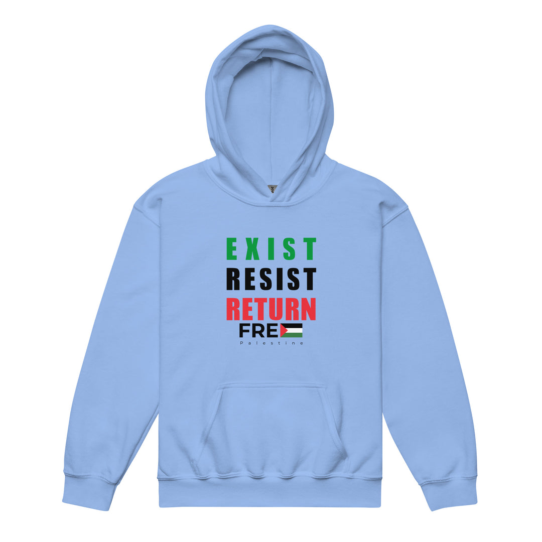 Youth Heavy Blend Hoodie - Exist. Resist. Return., Carolina Blue