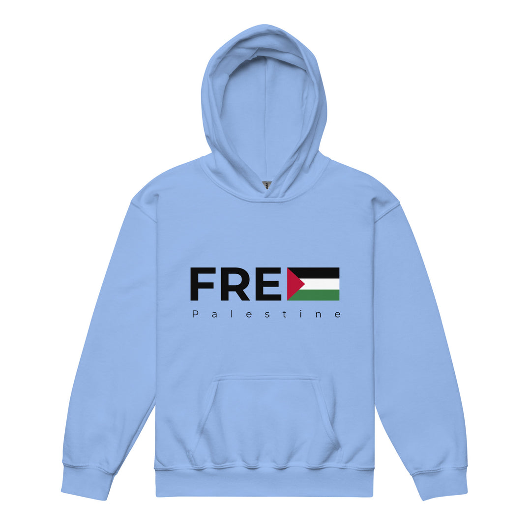 Youth heavy blend hoodie - Free Palestine, Carolina Blue
