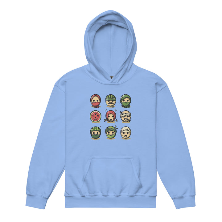 Youth heavy blend hoodie - Palestine Emoji, Carolina Blue