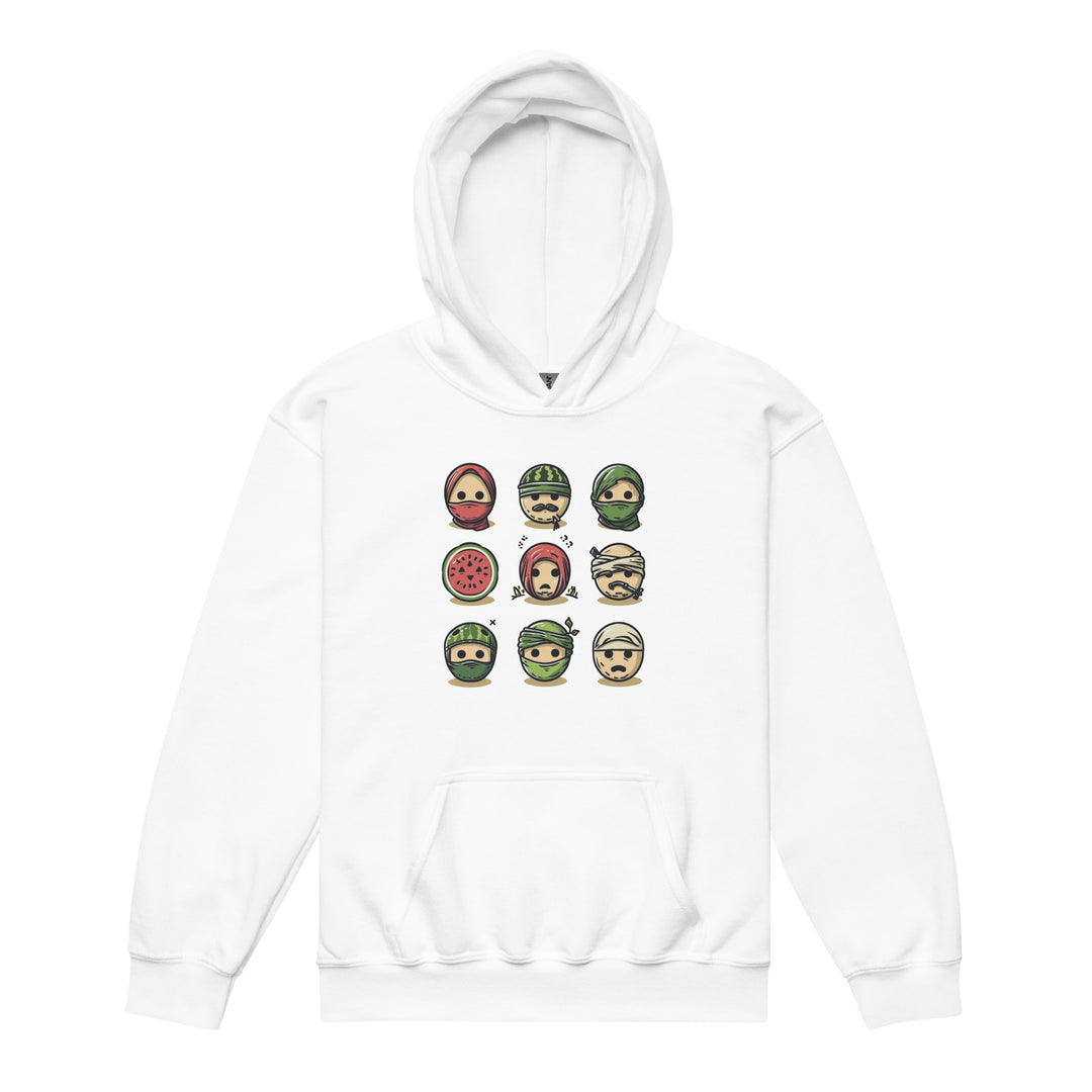 Youth heavy blend hoodie - Palestine Emoji, White