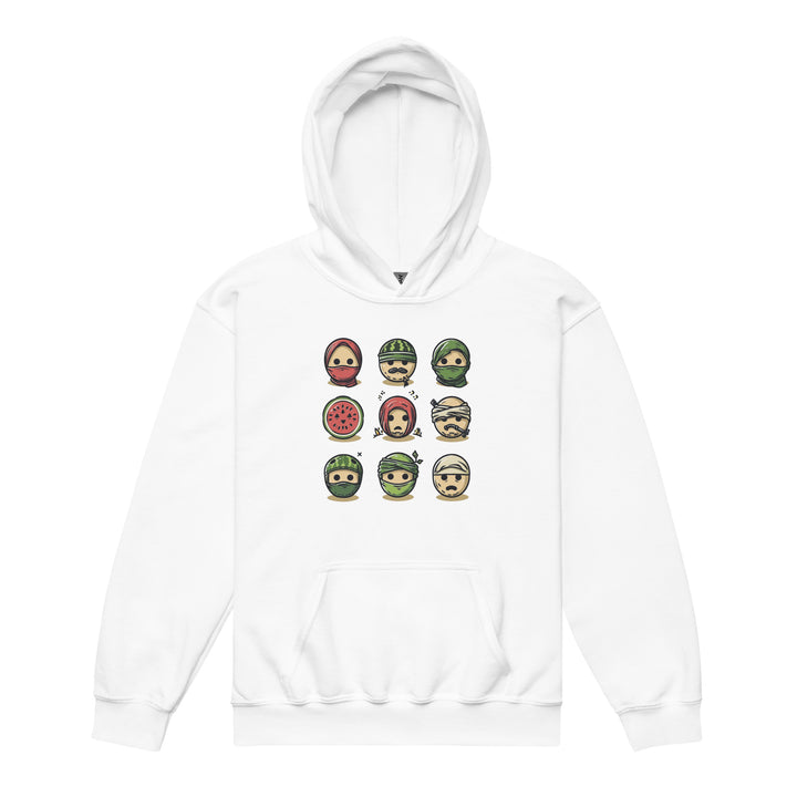 Youth heavy blend hoodie - Palestine Emoji, White