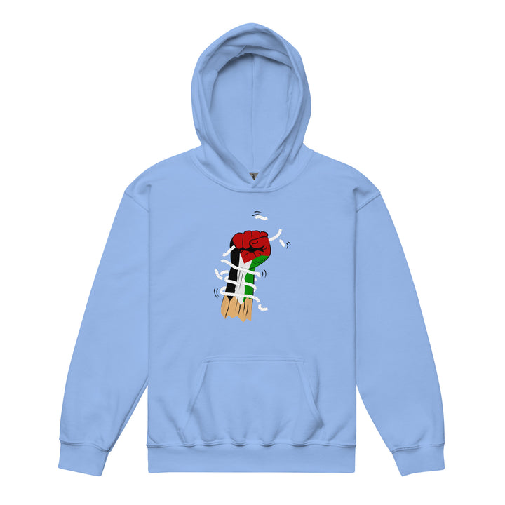 Youth heavy blend hoodie - Palestine Hand, Carolina Blue