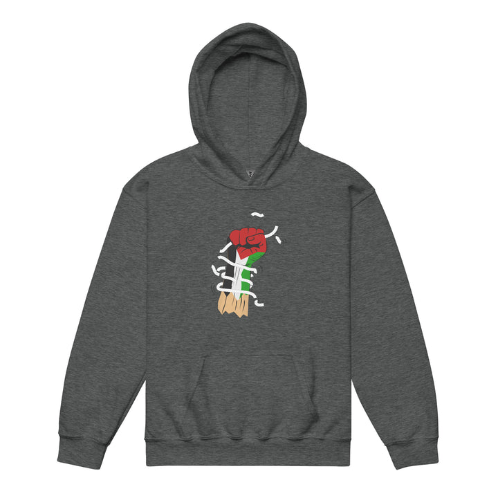 Youth heavy blend hoodie - Palestine Hand, Dark Heather