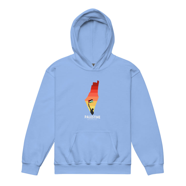 Youth heavy blend hoodie - Palestine Map, Carolina Blue