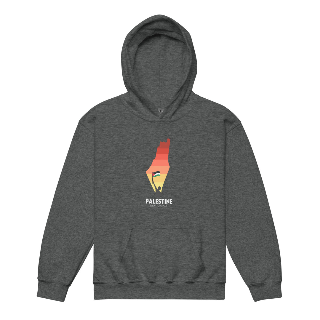 Youth heavy blend hoodie - Palestine Map, Dark Heather