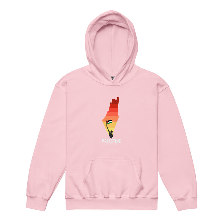 Youth heavy blend hoodie - Palestine Map, Light Pink
