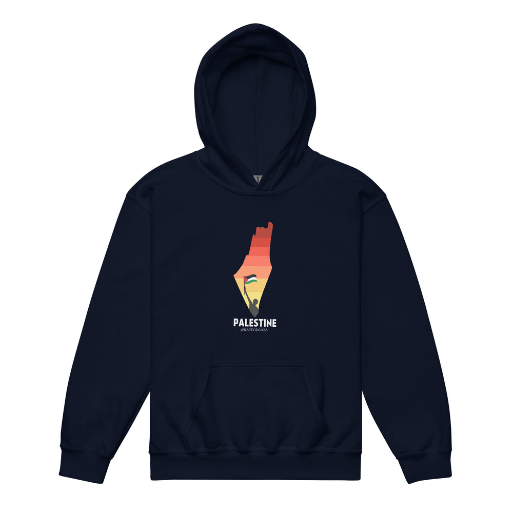 Youth heavy blend hoodie - Palestine Map, Navy