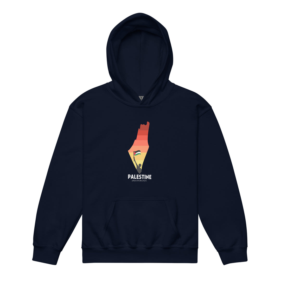 Youth heavy blend hoodie - Palestine Map, Navy