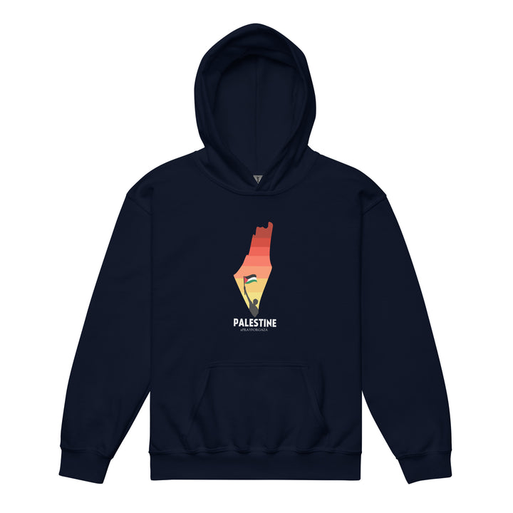 Youth heavy blend hoodie - Palestine Map, Navy