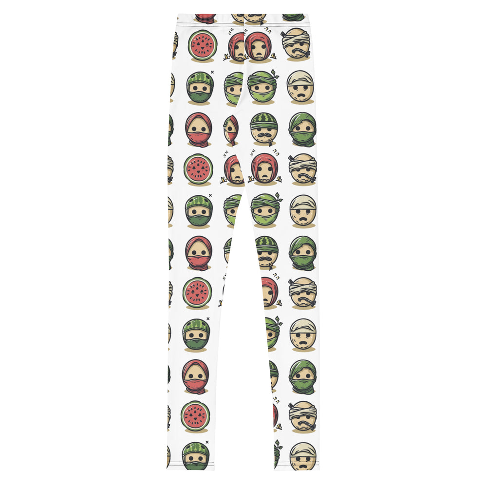 Youth Leggings - Palestine Emoji, White