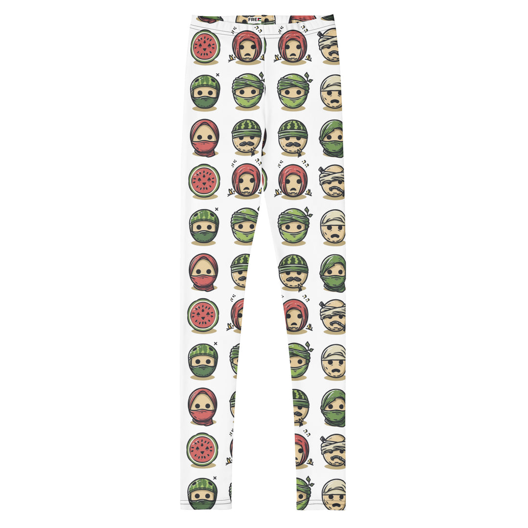 Youth Leggings - Palestine Emoji, White