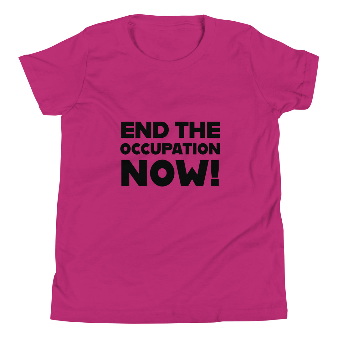 Youth Short Sleeve T-Shirt - End the Occupation Now!, Berry