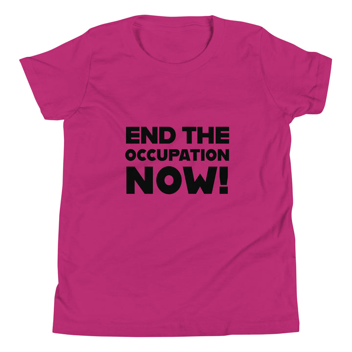 Youth Short Sleeve T-Shirt - End the Occupation Now!, Berry