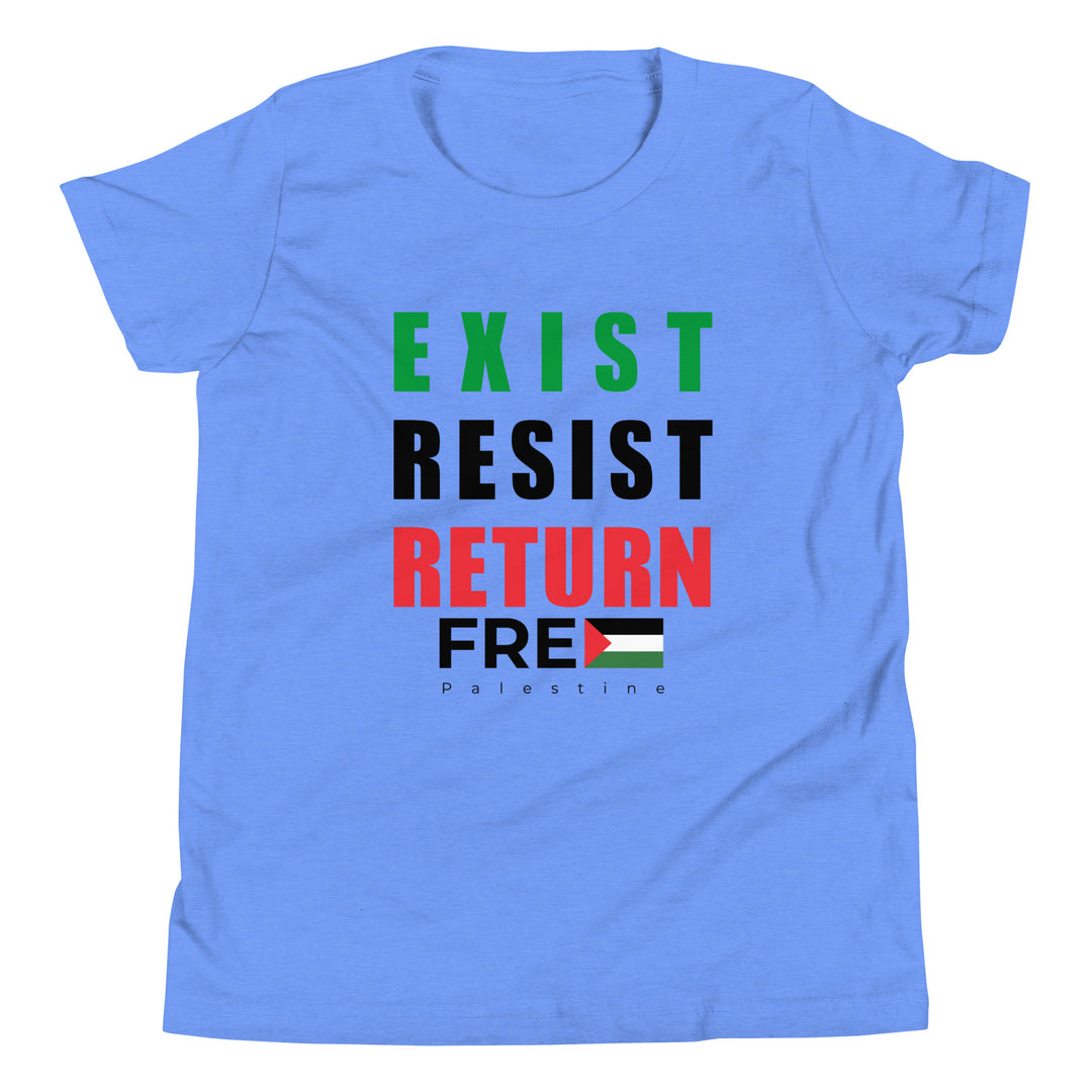 Youth Short Sleeve T-Shirt - Exist. Resist. Return., Heather Columbia Blue