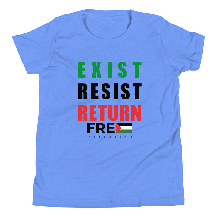 Youth Short Sleeve T-Shirt - Exist. Resist. Return., Heather Columbia Blue