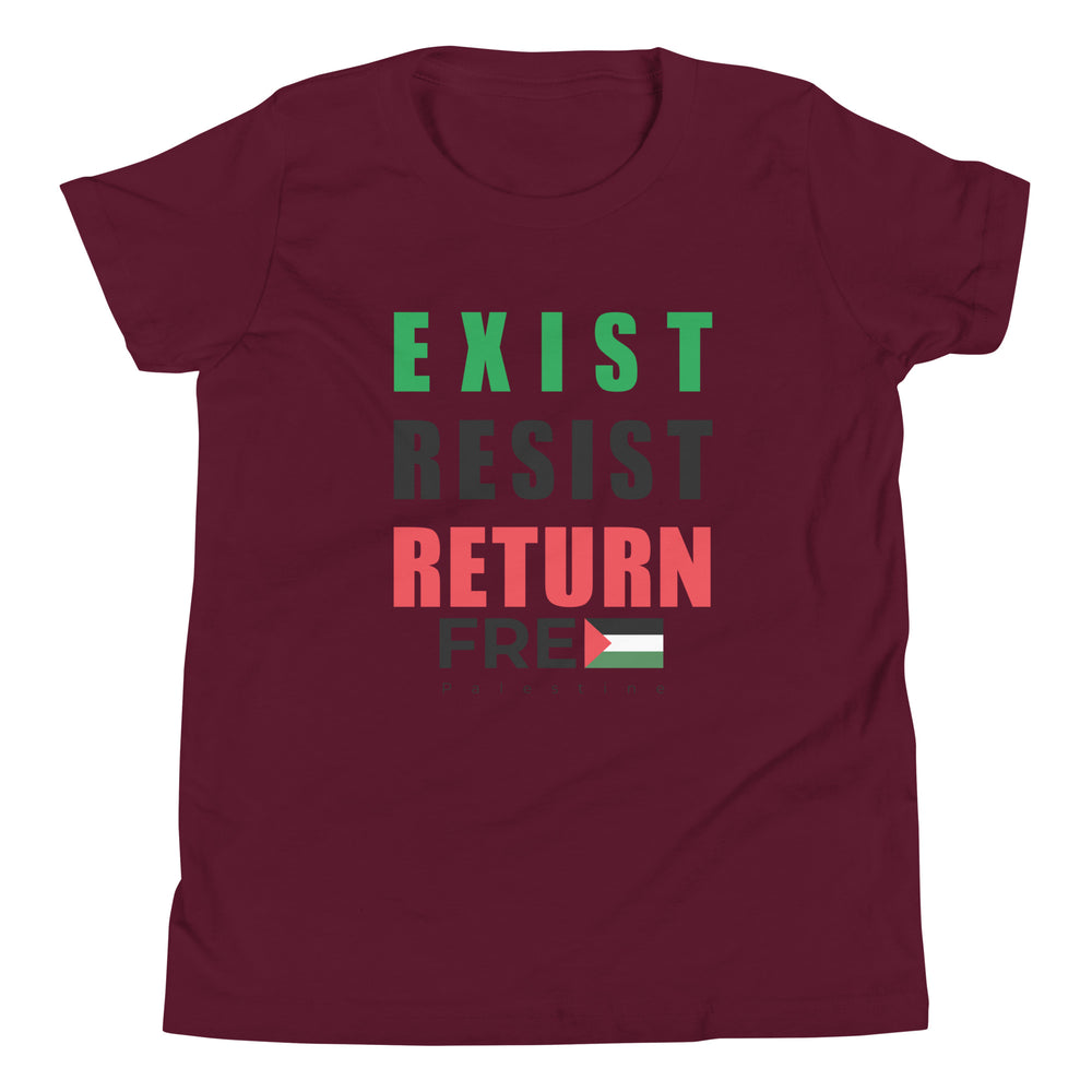 Youth Short Sleeve T-Shirt - Exist. Resist. Return., Maroon