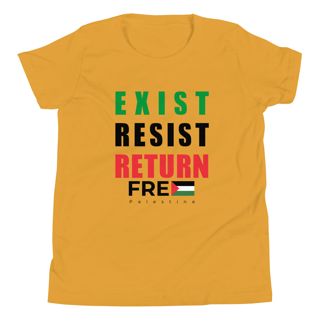 Youth Short Sleeve T-Shirt - Exist. Resist. Return., Mustard