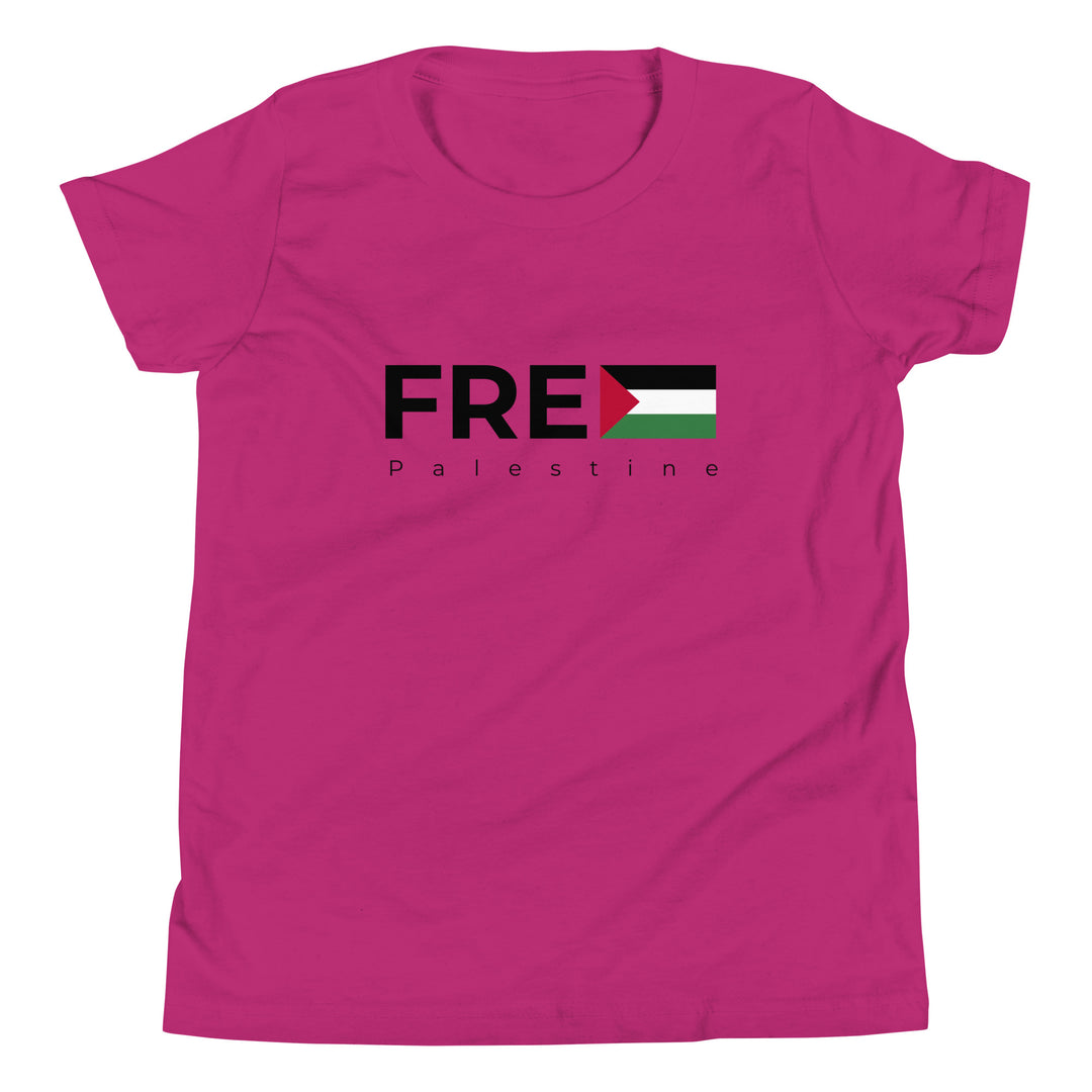Youth Short Sleeve T-Shirt - Free Palestine, Berry