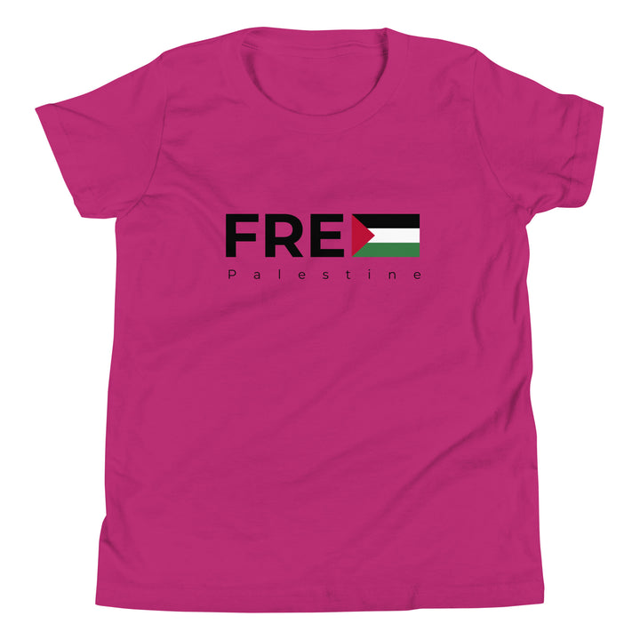 Youth Short Sleeve T-Shirt - Free Palestine, Berry