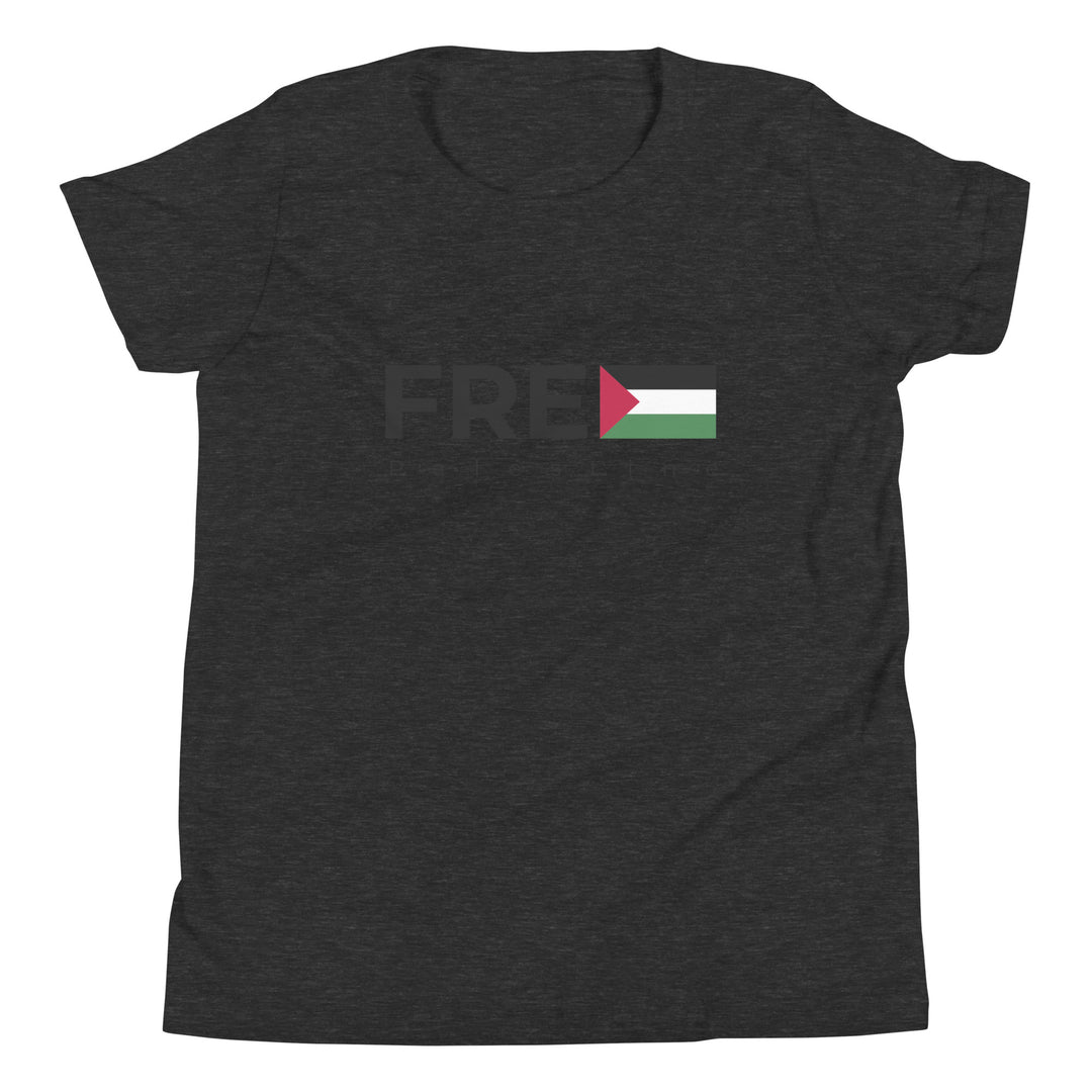 Youth Short Sleeve T-Shirt - Free Palestine, Dark Grey Heather