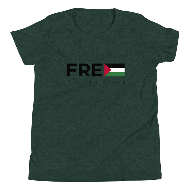 Youth Short Sleeve T-Shirt - Free Palestine, Heather Forest