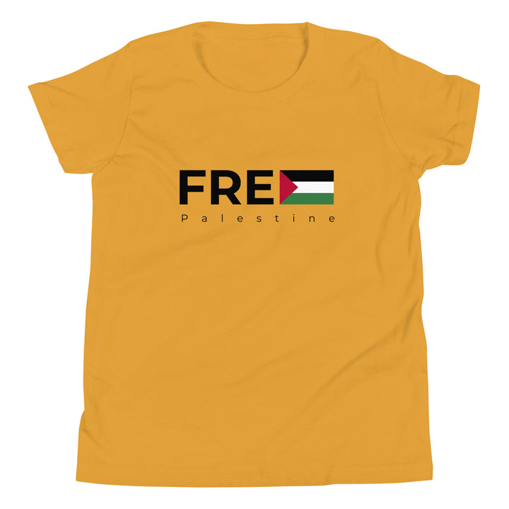 Youth Short Sleeve T-Shirt - Free Palestine, Mustard