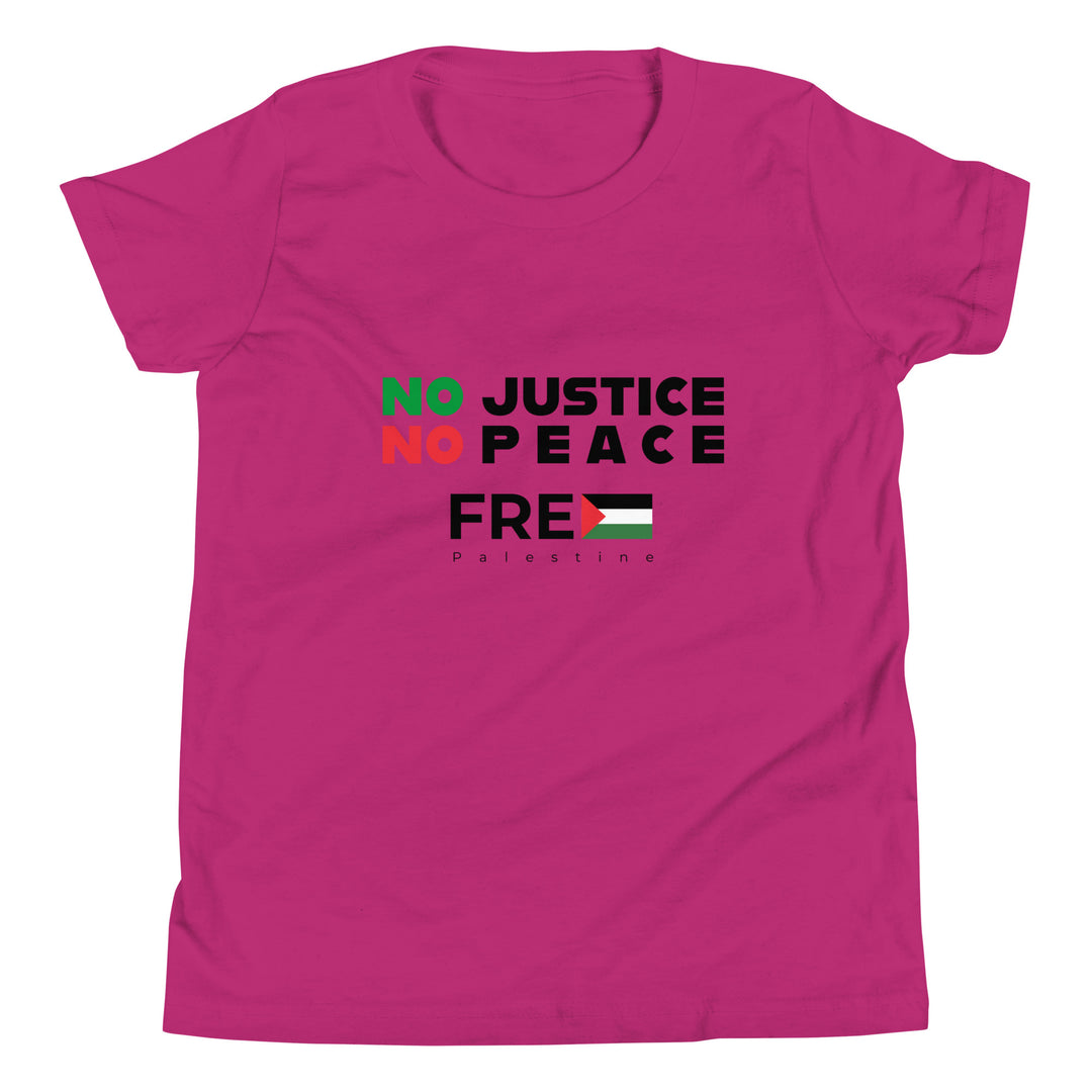 Youth Short Sleeve T-Shirt - No Justice No Peace, Berry