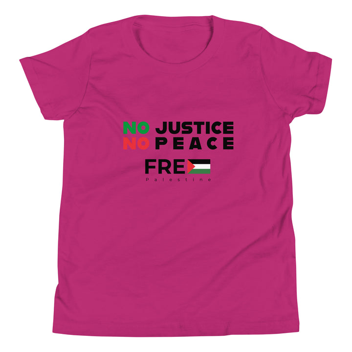 Youth Short Sleeve T-Shirt - No Justice No Peace, Berry