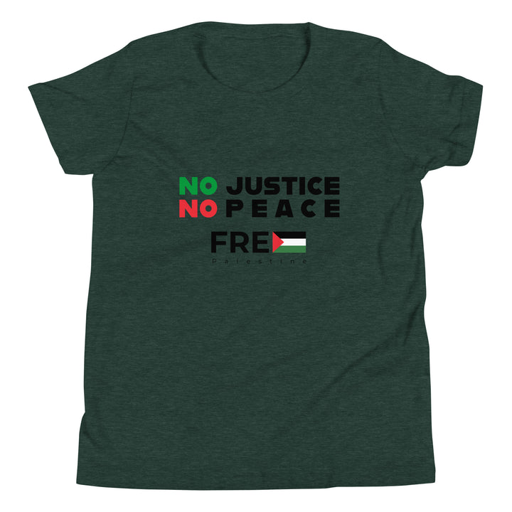Youth Short Sleeve T-Shirt - No Justice No Peace, Heather Forest