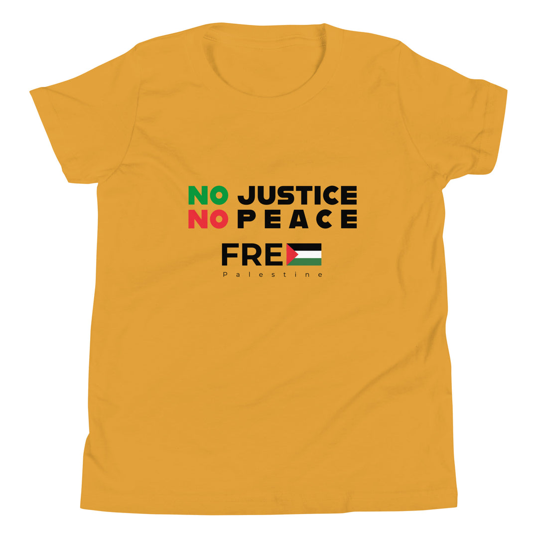 Youth Short Sleeve T-Shirt - No Justice No Peace, Mustard