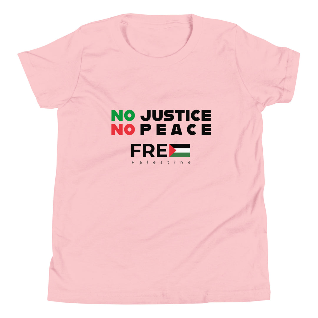 Youth Short Sleeve T-Shirt - No Justice No Peace, Pink