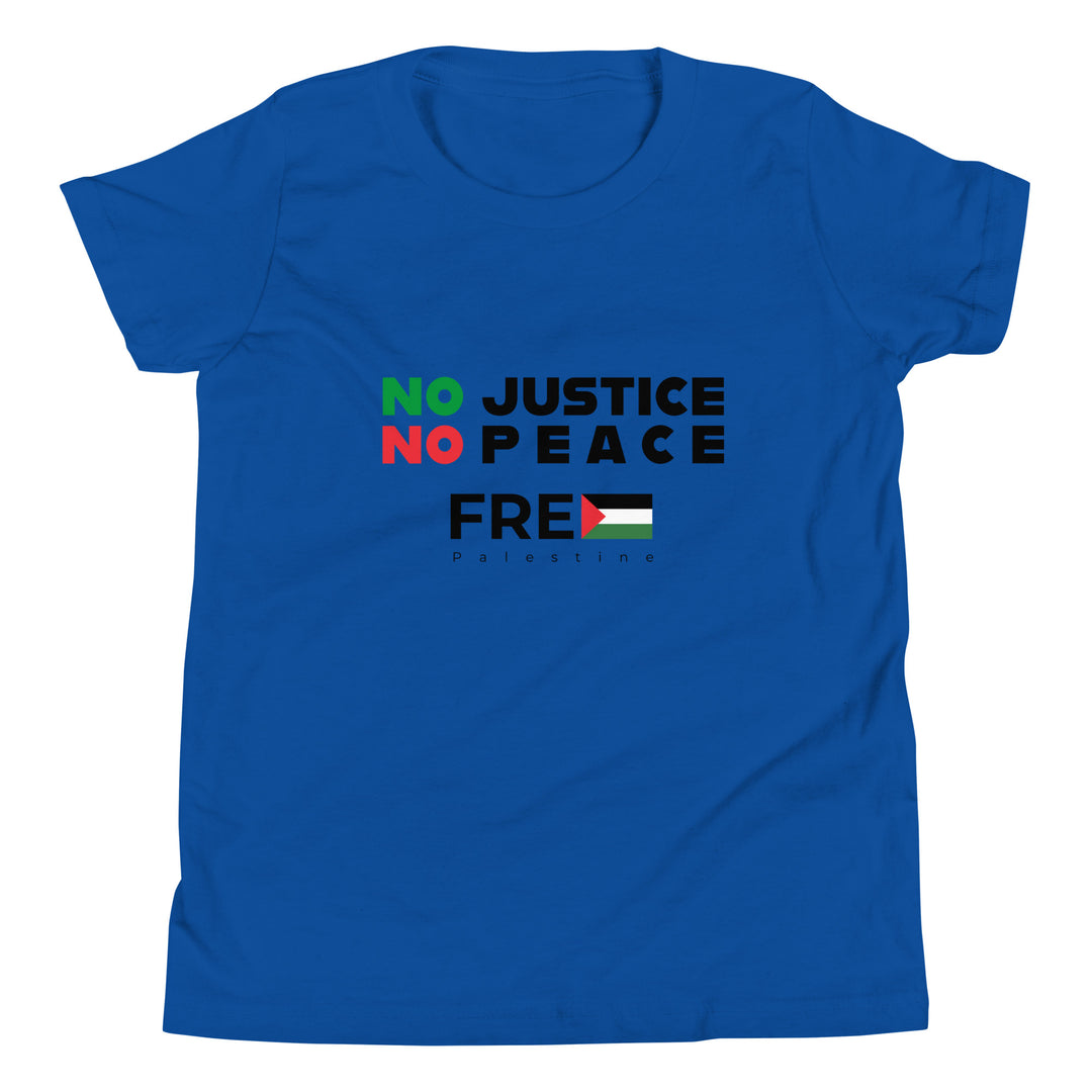 Youth Short Sleeve T-Shirt - No Justice No Peace, True Royal