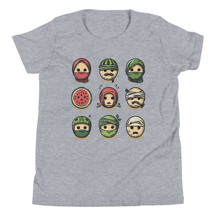 Youth Short Sleeve T-Shirt - Palestine Emoji, Heather
