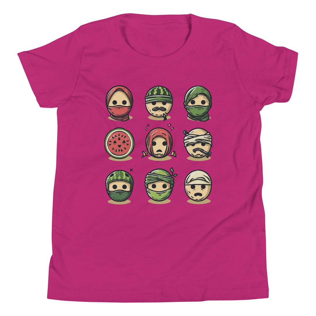 Youth Short Sleeve T-Shirt - Palestine Emoji, Berry