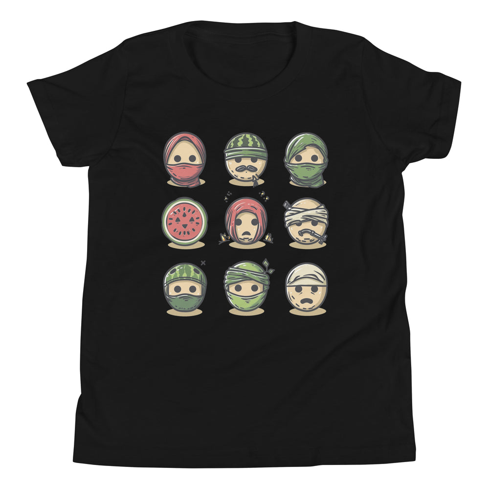Youth Short Sleeve T-Shirt - Palestine Emoji, Black