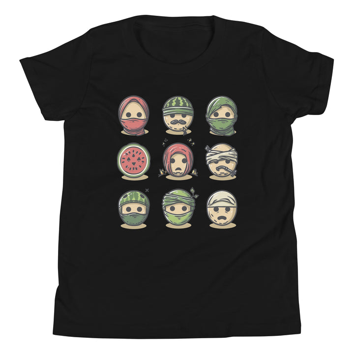 Youth Short Sleeve T-Shirt - Palestine Emoji, Black