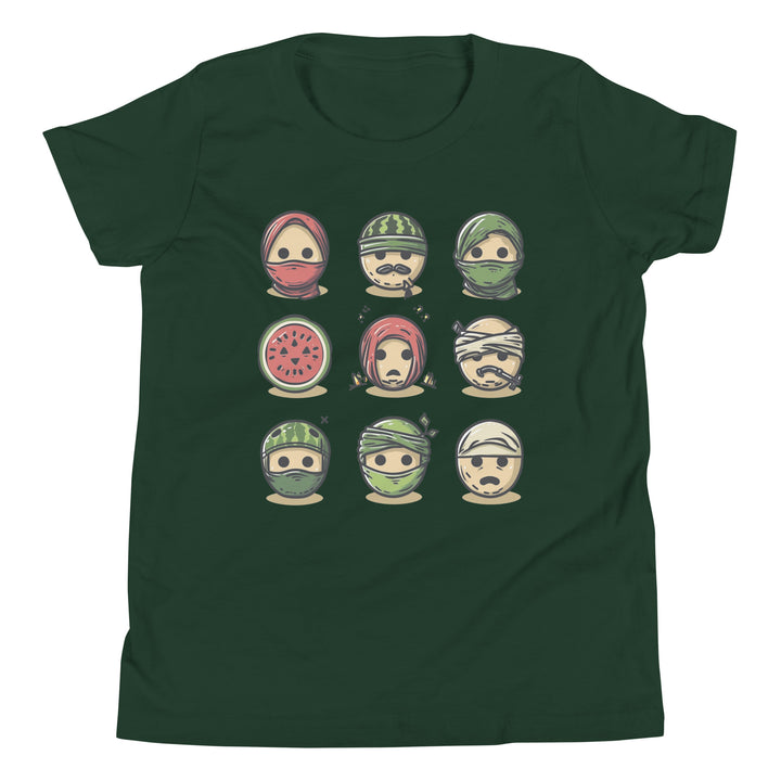 Youth Short Sleeve T-Shirt - Palestine Emoji, Forest